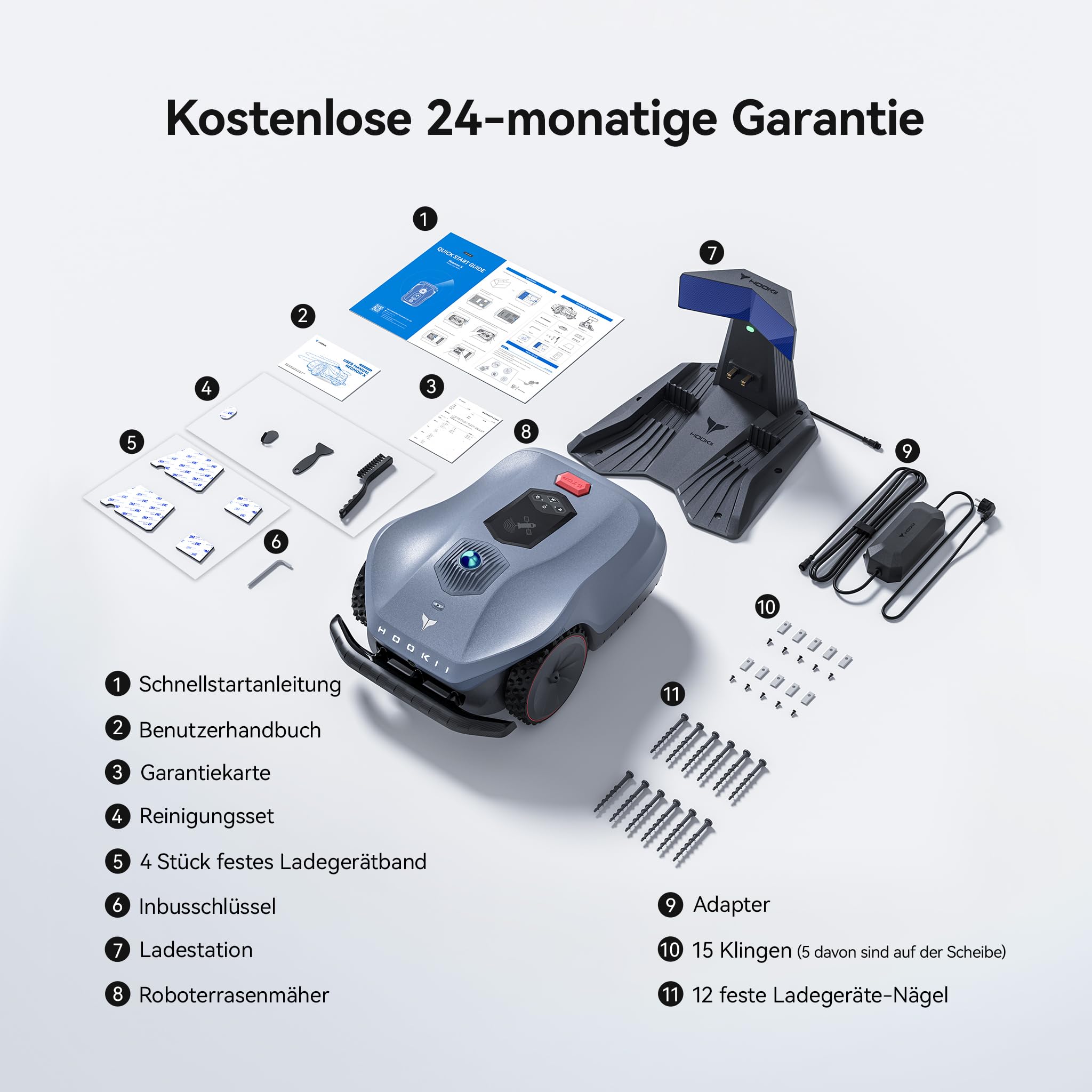 Neomow X SE Mähroboter ohne Begrenzungskabel, bis 3000㎡, 3D LiDAR SLAM+Vision Fusion Kartierung, Keine RTK-Station Erforderlich, mit 4G Modul und GPS, Schnitthöhe 30-85 mm, 45% Steigung, Leise