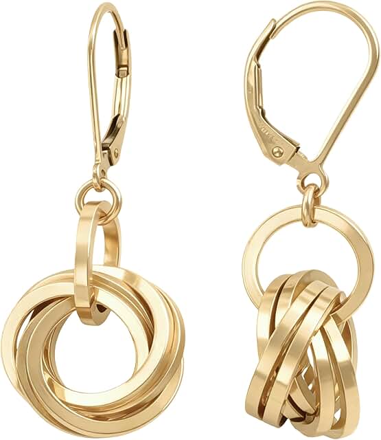Elegant 14K Yellow Gold-Filled Love Knot Earrings | Stylish Leverback Ci...