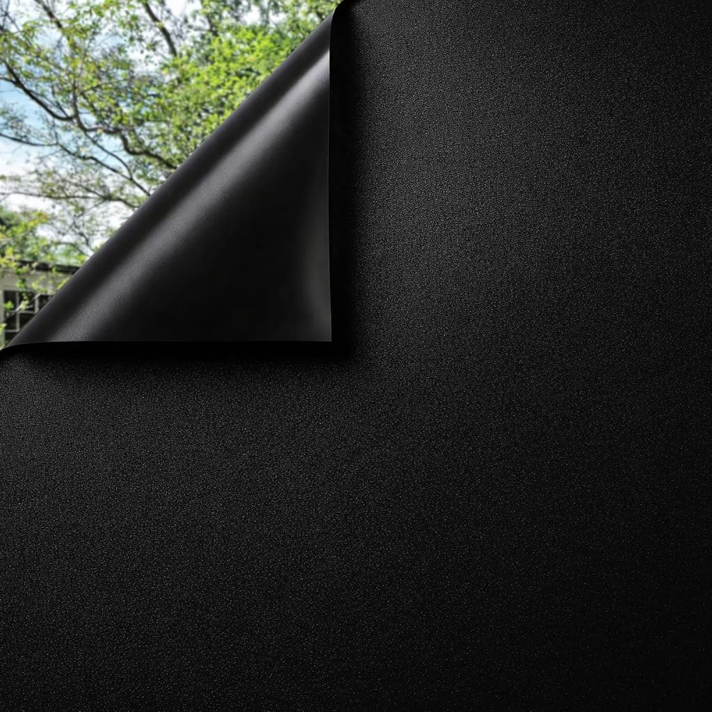 Abode Window Films Black Out Static Cling Reusable Window Film - Out Window Film Privacy Day And Night 100% - Light Blocking Uv Protection - 60Cm X 5M