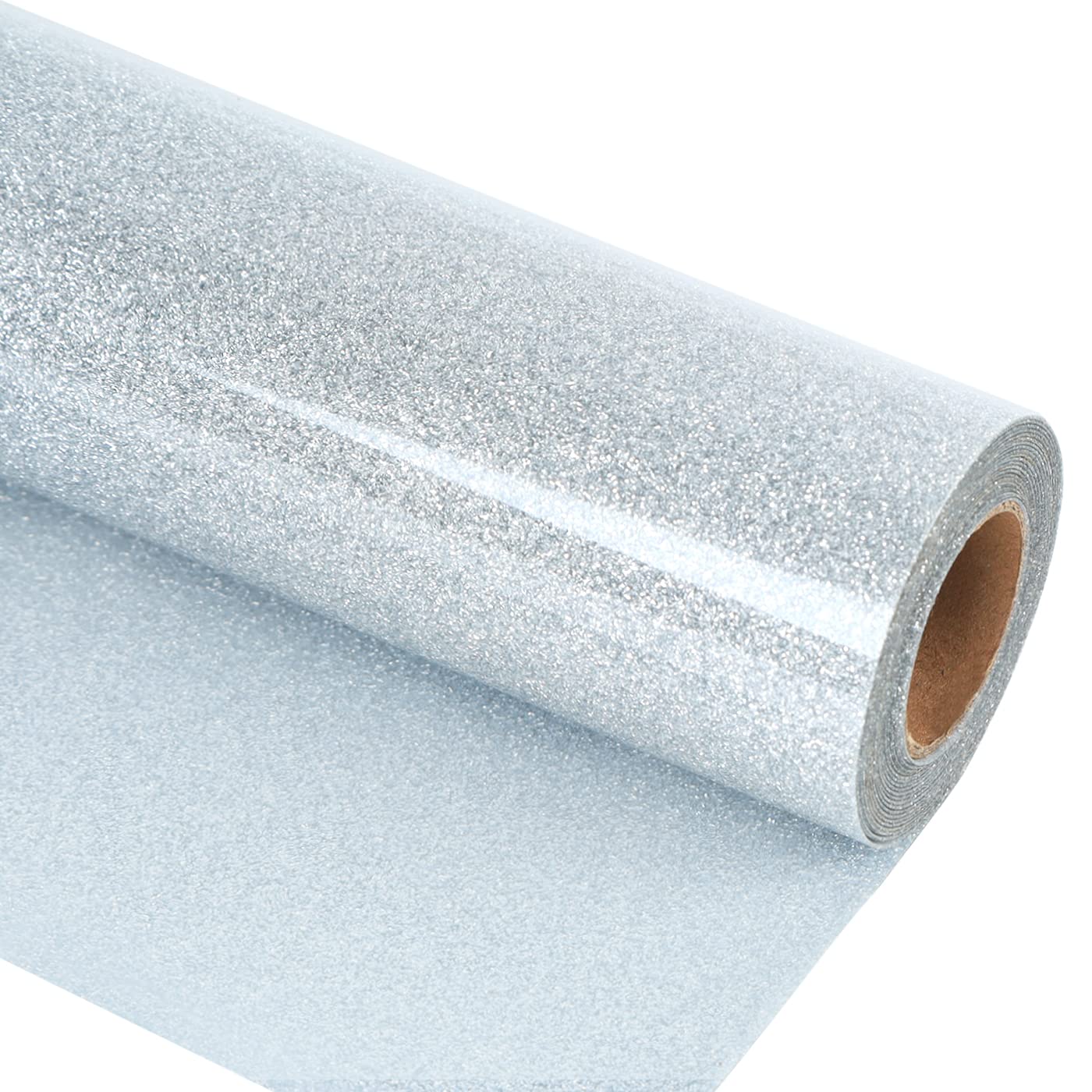 guangyintong Glitter HTV Heat Transfer Vinyl Rolls, Silver 12" x 8ft