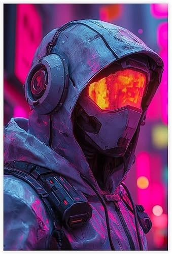 XAHOR Impresión de dibujos animados retro Cyberpunk de los años 90, decoración de pared de arte callejero neón, póster de lienzo para jóvenes