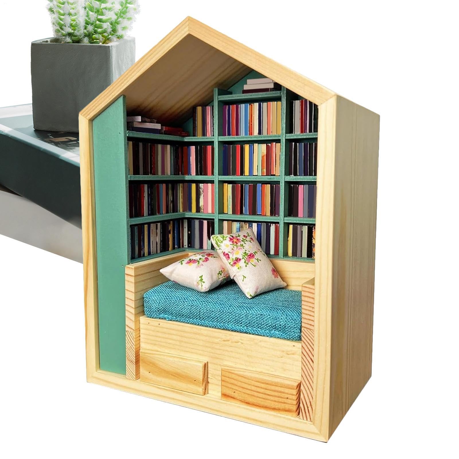 Stresowa Biblioteczka 200 Książek 2 Poduszki Miniaturowy Dom Dekoracja