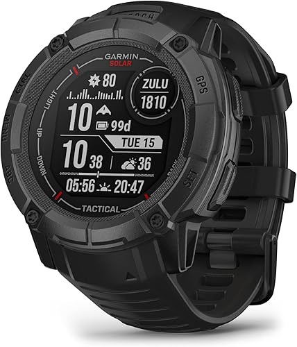 Garmin Instinct 2X Solar - Edición táctica, reloj inteligente GPS resistente, linterna incorporada, calculadora balística, capacidad de carga solar,
