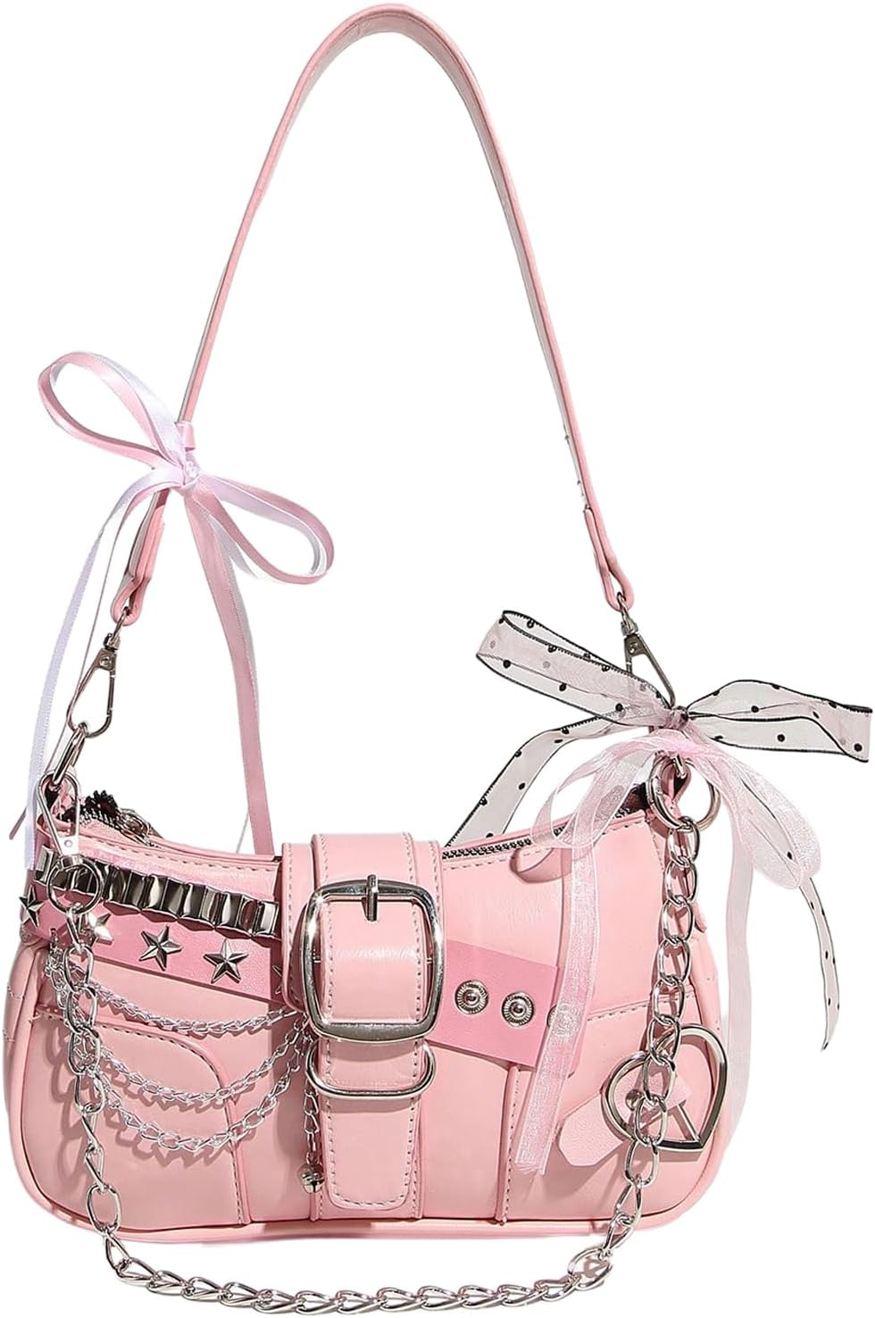 Verdusa Women's Y2k Star Embroidery Shoulder Bag Mini Chain Hobo Handbag Purses