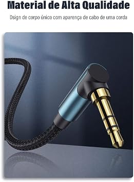 Ugreen 90 Derece L Tipi 3.5 mm Aux Ses Kablosu Mavi 1 Metre