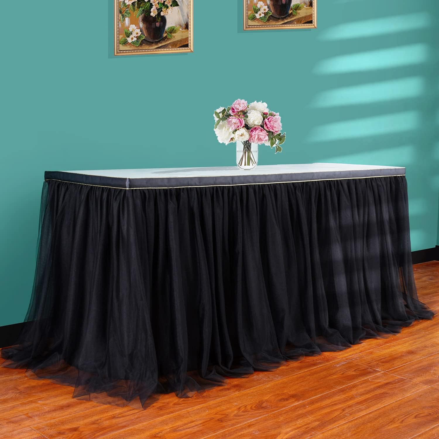 Hоlіdау Dеаlѕ 🛒 6FT Black Tulle Table Skirt Tutu Table Skirts for Wedding Birthday Party Baby Shower Bridal Shower Home Decor 🛒 Crаzу Dеаlѕ 6FT Black Tulle Table Skirt Tutu Table Skirts for Wedding Birthday Party Baby Shower Bridal Shower Home Decor