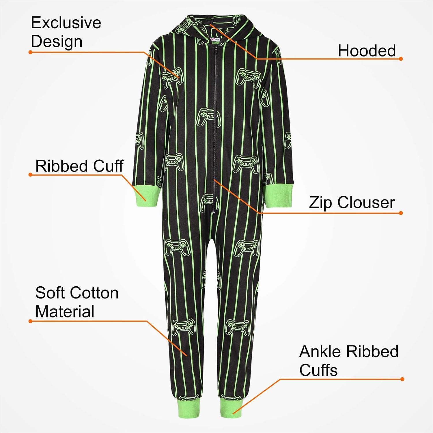 A2Z 4 Kids Girls Boys Cotton Onesie One Piece Pyjamas Game Controller Outfit Playsuit Comfy Kids Gifts Age 5-13 Years