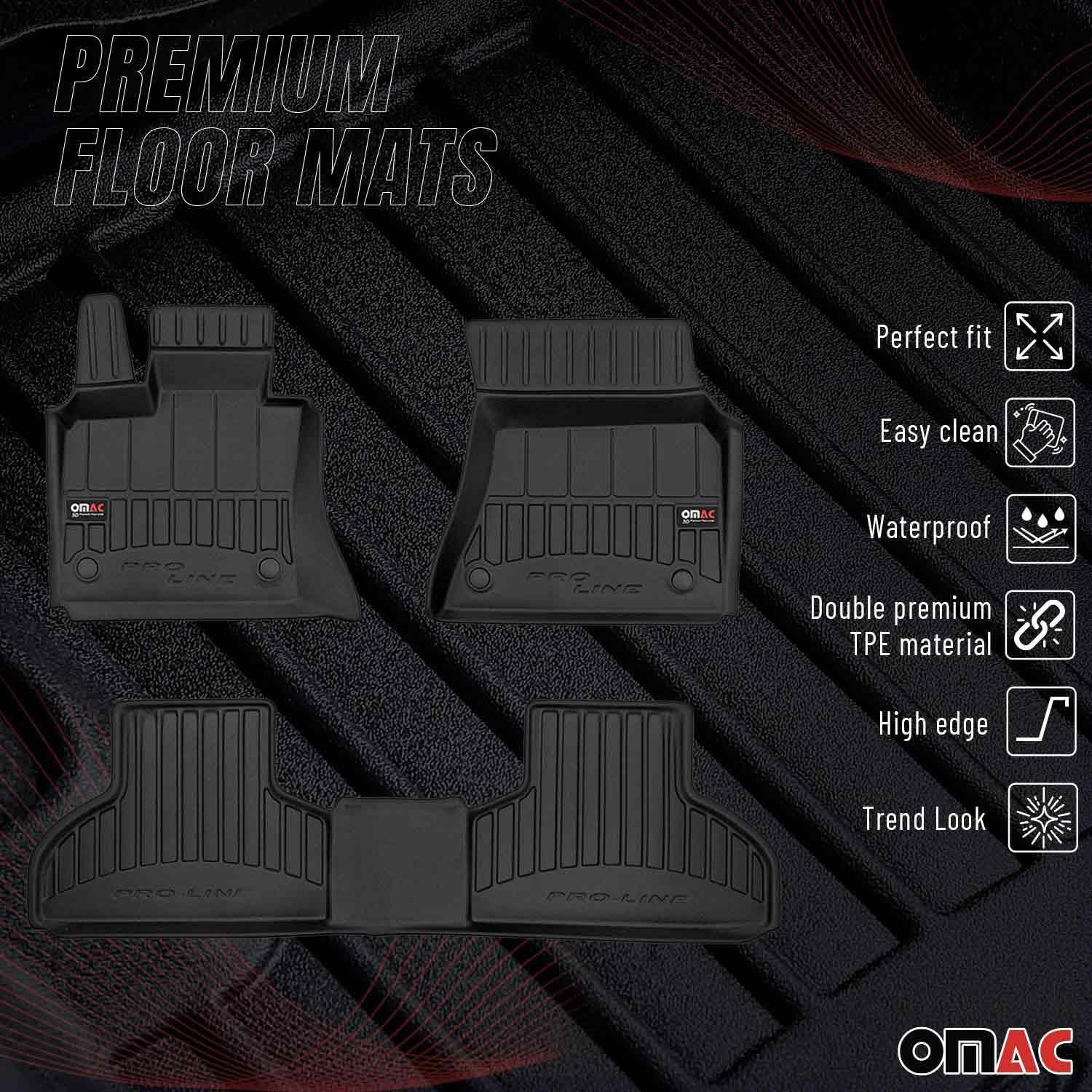 OMAC Premium Floor Mats for for BMW X5 F15 F85 2014-2018 TPE Rubber Black 3Pcs