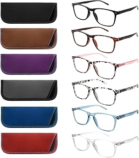Reading Glasses for Women 6 Pack Ladies Spring Hinge Computer Readers Blue Light Blocking Anti UV Eyeglasses