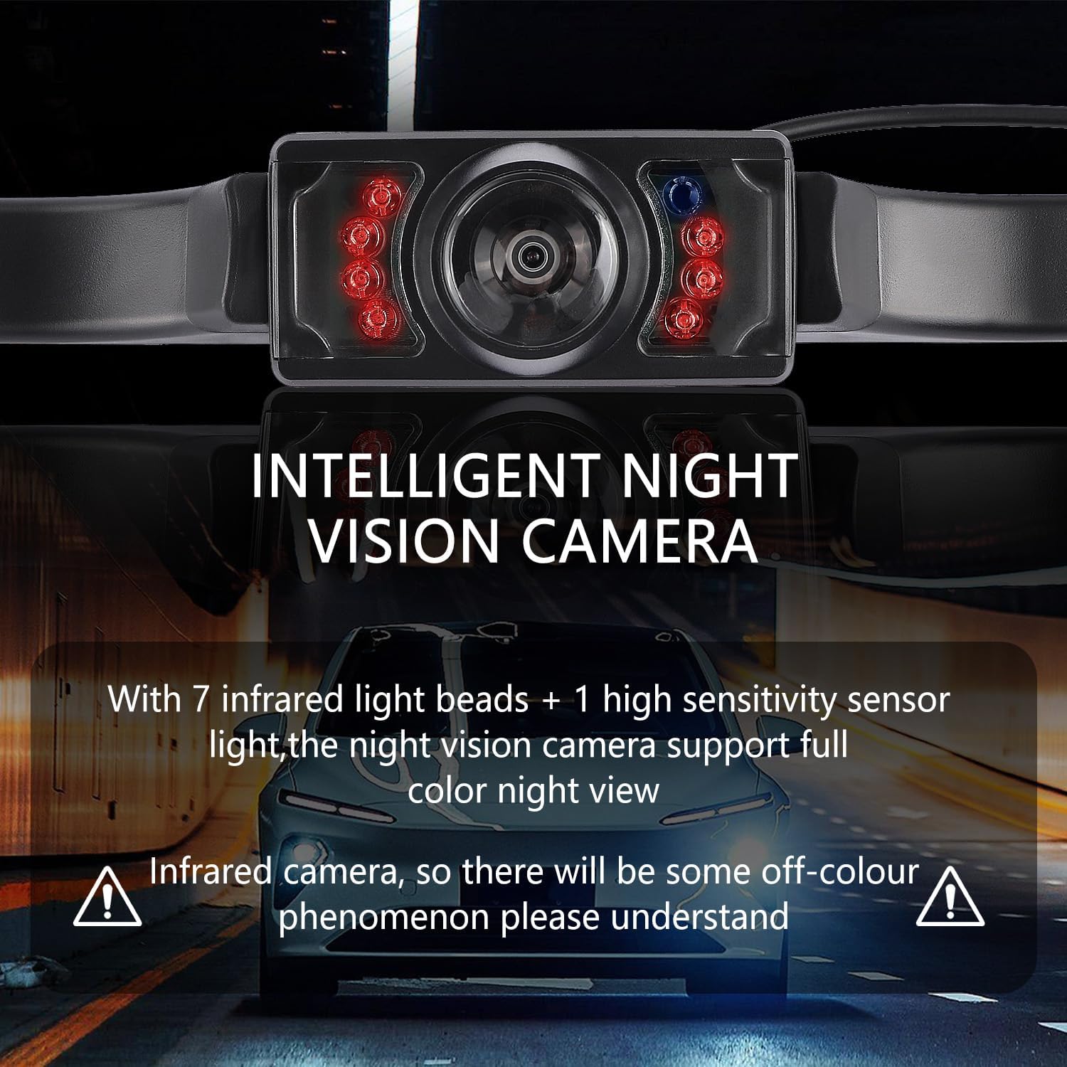 HD Backup Camera for Car with 8 LED Night Vision License Plate Camera,170° Wide Angle Waterproof Rear View Camera for Car/SUV/Truck/Van/RV Reverse Camera Systems 4 71Guv5Fq7QL. AC SL1500