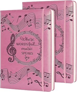 Music Gift 2 PCS Blank Sheet Music Notebook Where Words Fail Music Speaks Gift Manuscript Paper Notebook 2pcs Music -Pink