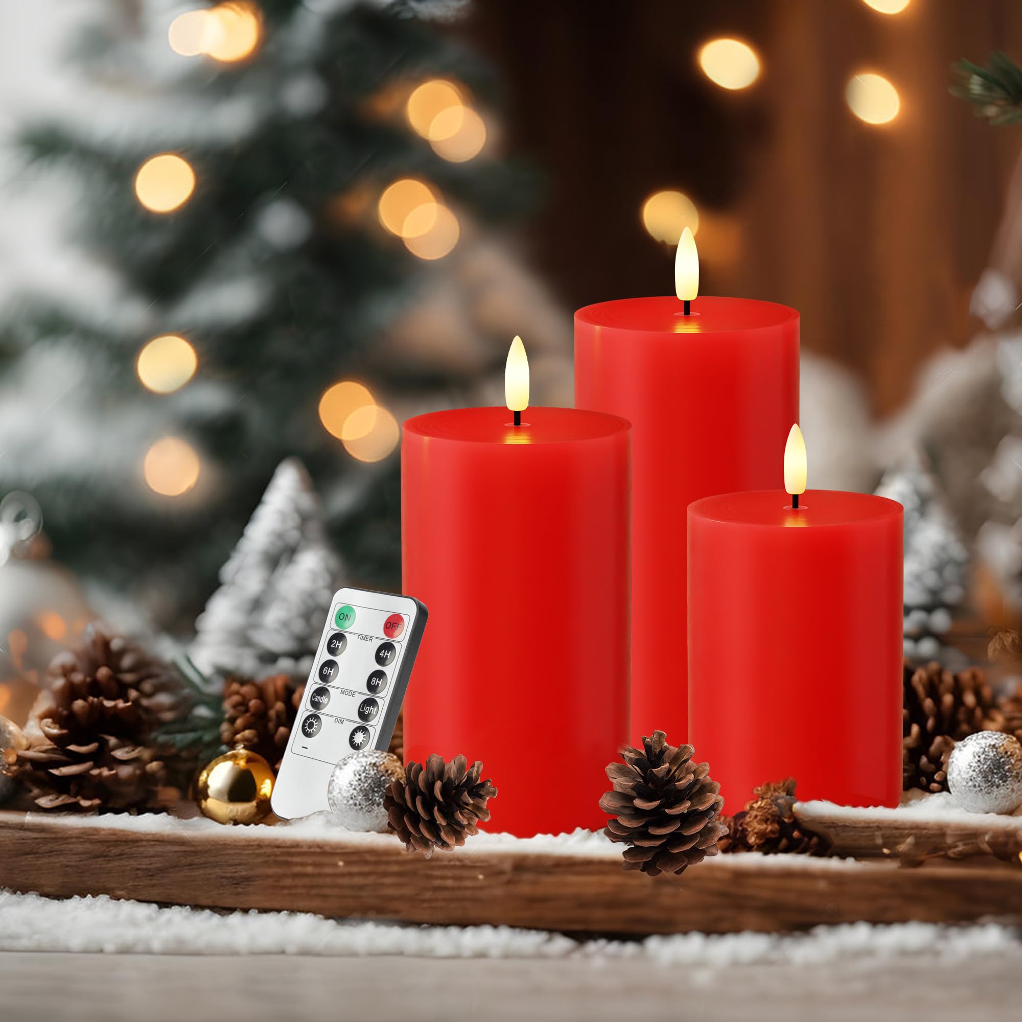 Amazon.co.jp : AFINETH 赤いフレームレスキャンドル リモコン付き