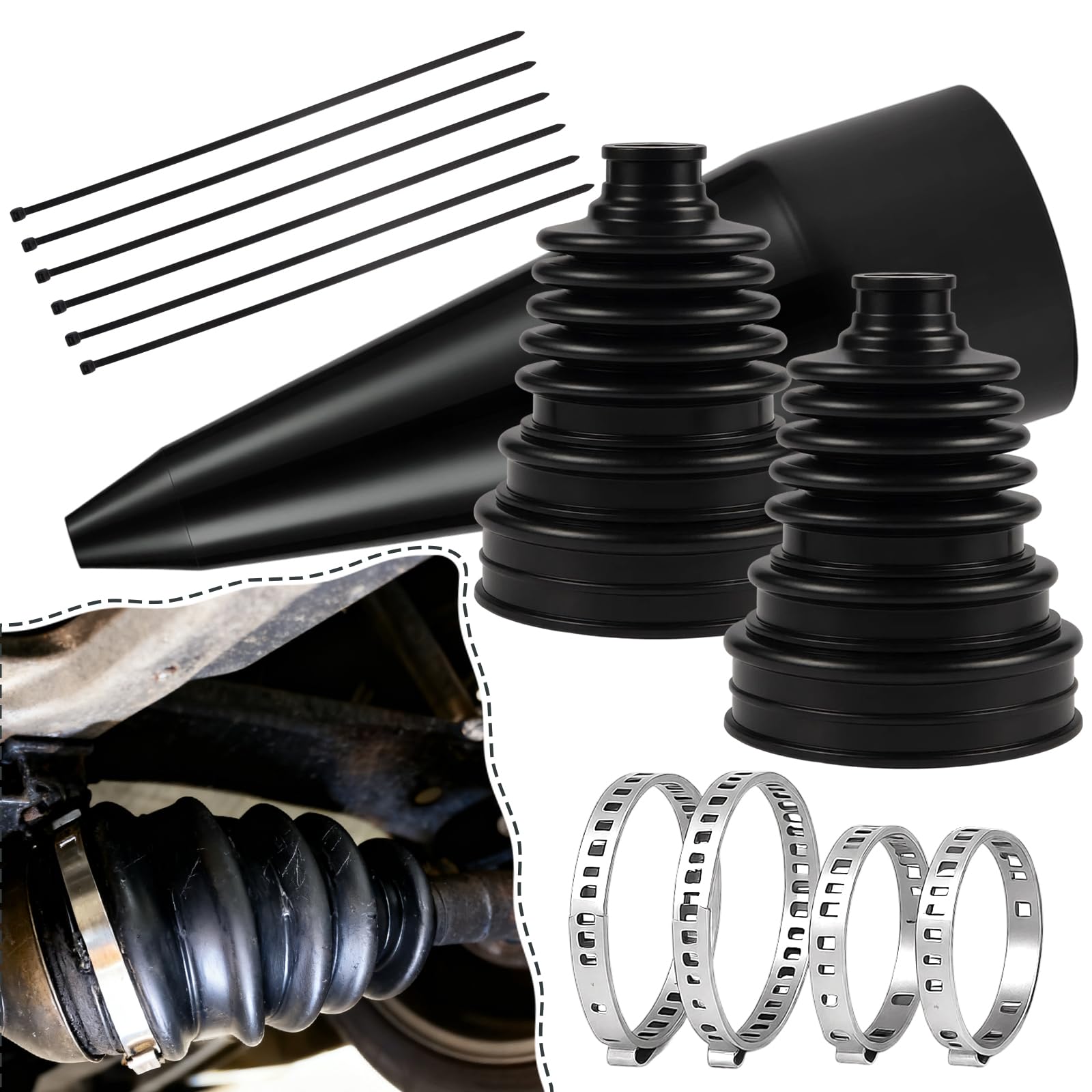 Photo 1 of 2PCS CV Boot Repair Kit with Stainless Steel Clamps & Expander Tool – Silicone CV Axle Boot Repair Kit for Joint Dustproof & Waterproof, Universal CV Joint Boot Fits Most Cars