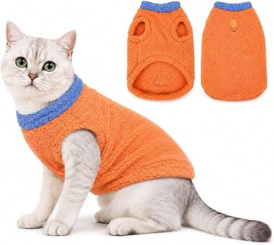 Cat Sweater, Warm Kitten Coat Fleece Vest, Sphynx Hairless Cat Shirts, Soft Pajamas for Cats Only
