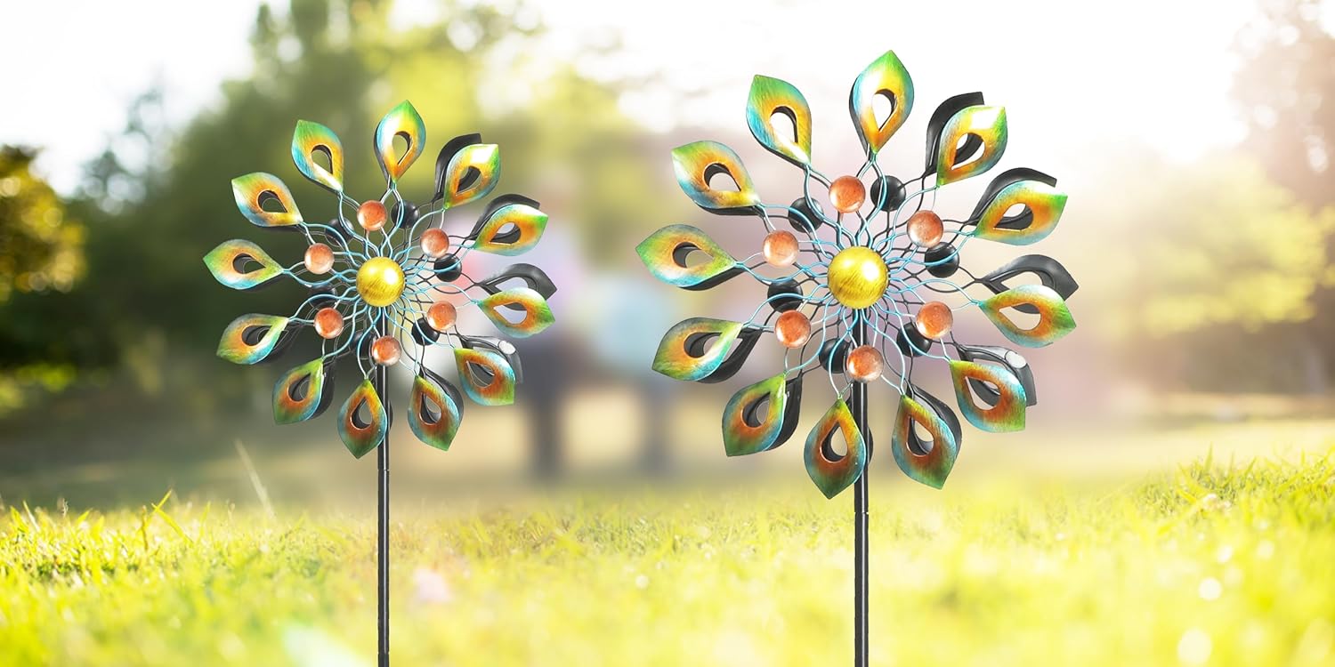 63 Inch & 78 Inch Peacock Outdoor Wind Sculpture