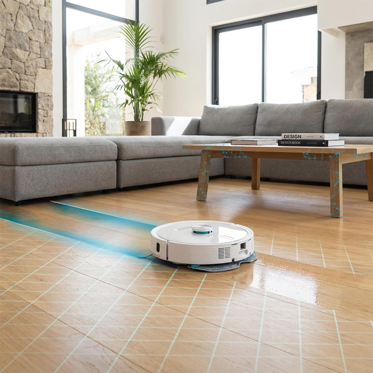 Cecotec Robot Aspirateur - Base Auto Vidange 3L - IA - 2500Pa - Conga Y90 Pearl. Autonomie 240min en Mode Éco, Brosse Silicone, Idéal Maisons avec Animaux, Bluetooth et WiFi, 2 Serpillières