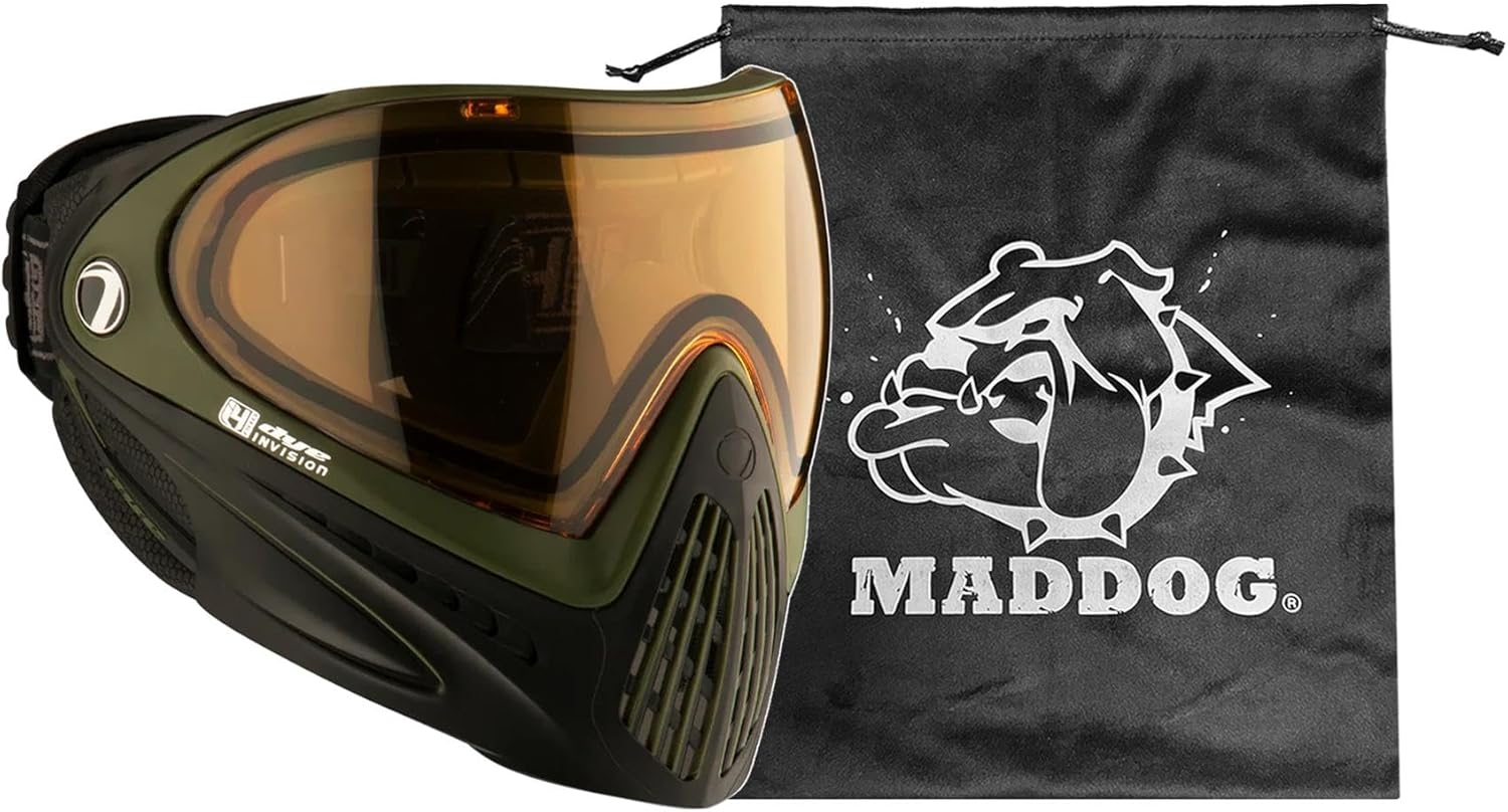 Maddog Dye I4 PRO Thermal Dual-Pane Anti-Fog Lens Paintball Airsoft Mask Goggle System Combo with Microfiber Storage Bag