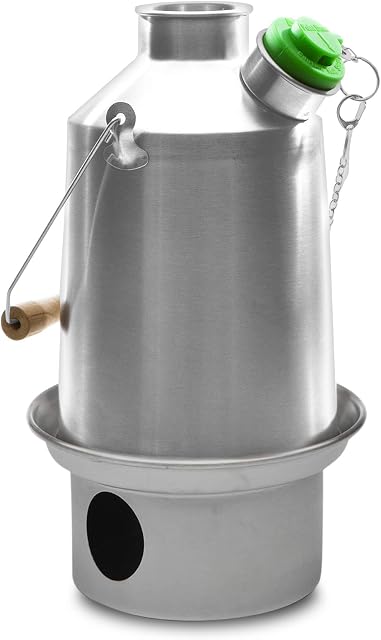 'Scout' Kelly Kettle® 1.2ltr in Stainless Steel | Ultra-fast Camping Kettle | Whistles When Boiled | Fuel With Sticks, Pine Cones, etc | No Batteries, No Gas, No Fuel costs | Nothing to Break | For Camping, Fishing, Picnics, Scouts, Power Cuts | /