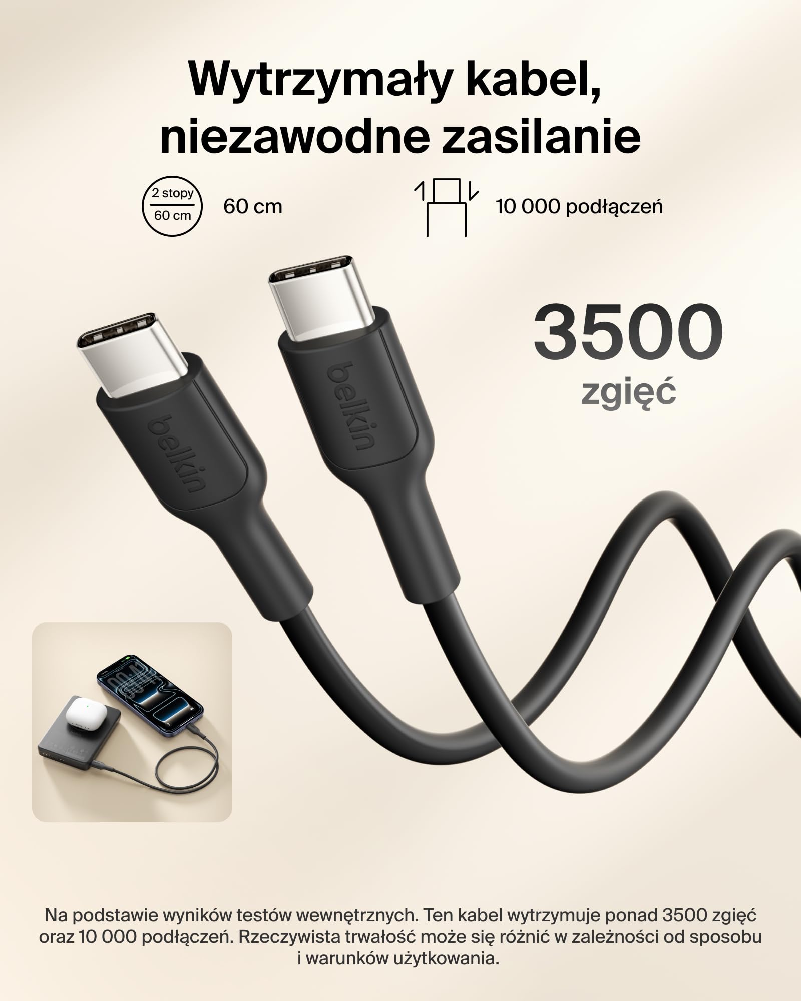 Belkin BoostCharge Magnetyczny Powerbank 10 000 mAh, Porty USB-C – Czarny | Powerbank Bezprzewodowy 10 000 mAh, Pierścień Magnetyczny, 2 Porty USB-C, Naładowany, Kabel w Zestawie, do Podróży Samolotem
