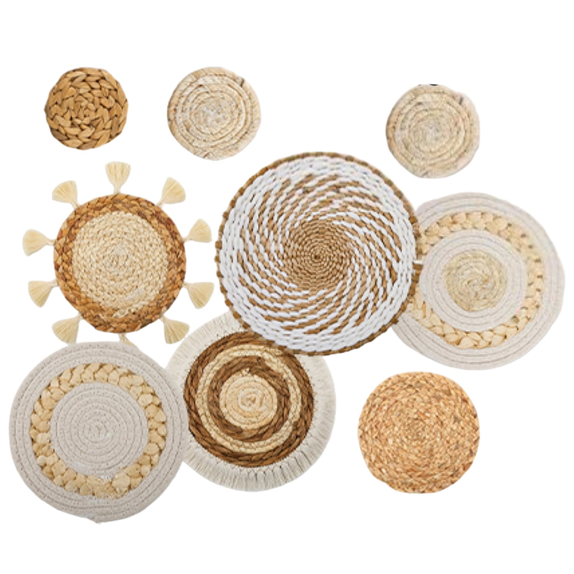 Boho Wall Basket décor tissé lot de 9 paniers ronds pour l'art mural du salon