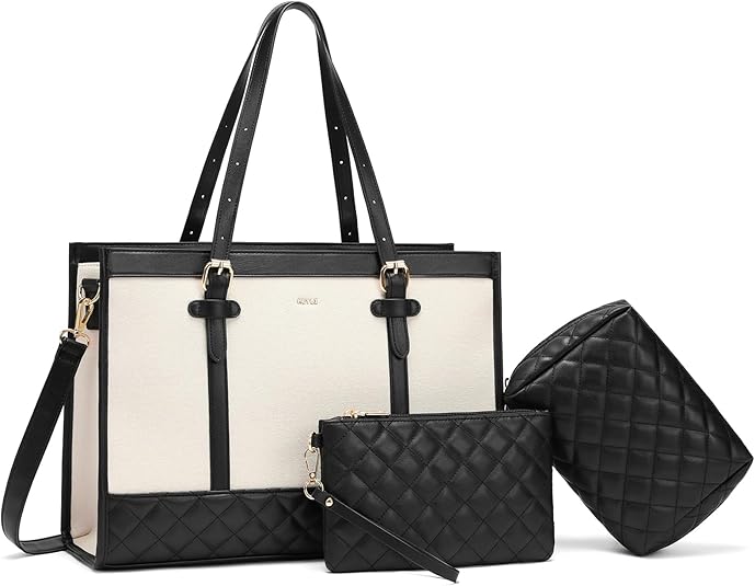 Lot De 3 Sacs Pour Ordinateur Portable Femme – Toile, 40 Cm, Compartiment Rembourré 15,6" | Sac Fourre-tout, Bandoulière, Porte-documents