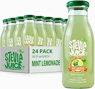 عصير مون بالنعناع الطبيعي من ستيفيا جوس - عصير طبيعي خال من السكر محلى بالاستيفيا الطبيعية (24 زجاجة - 300 مل)