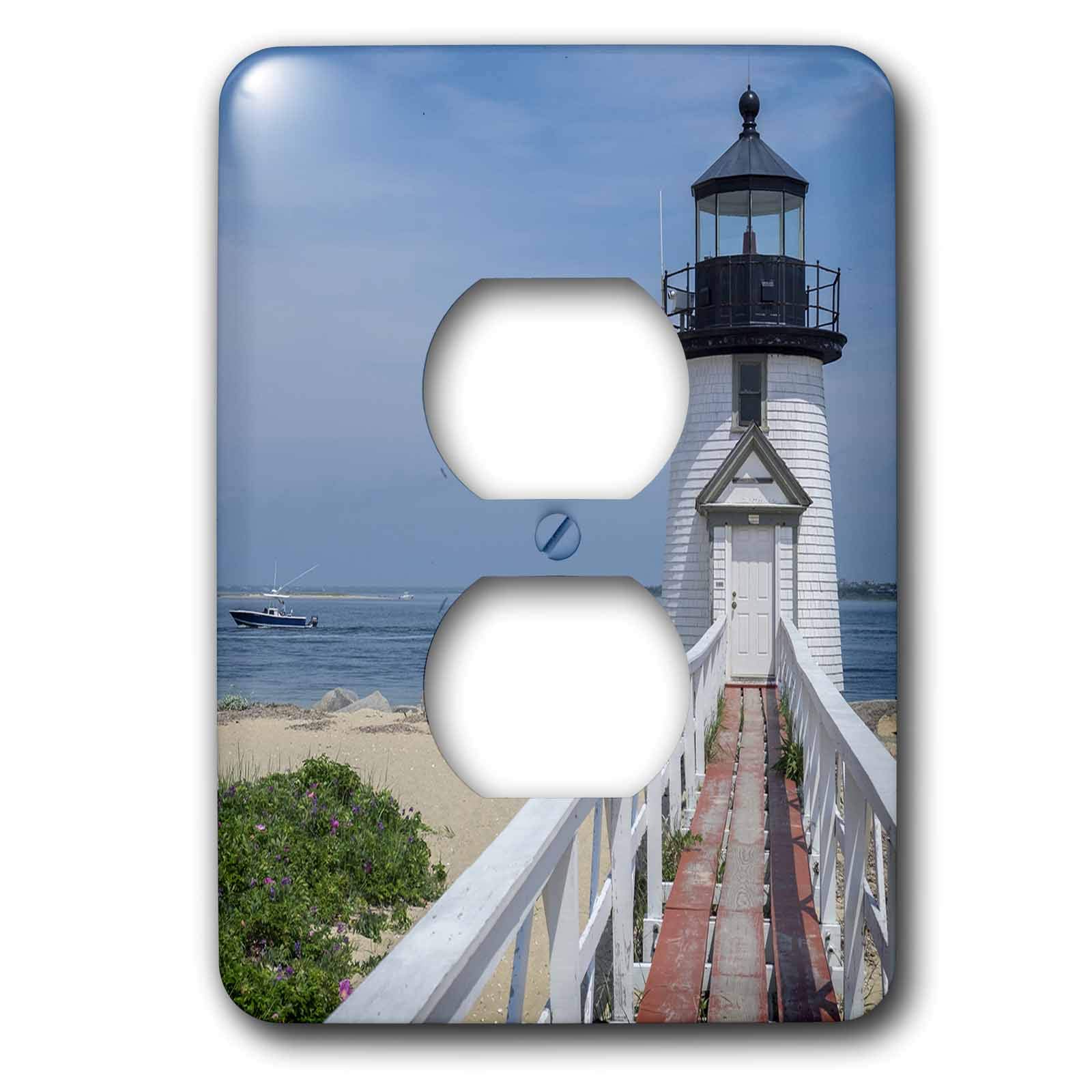 Interruptor de luz decorativo con placa del faro de Brant de puerto de Nantucket