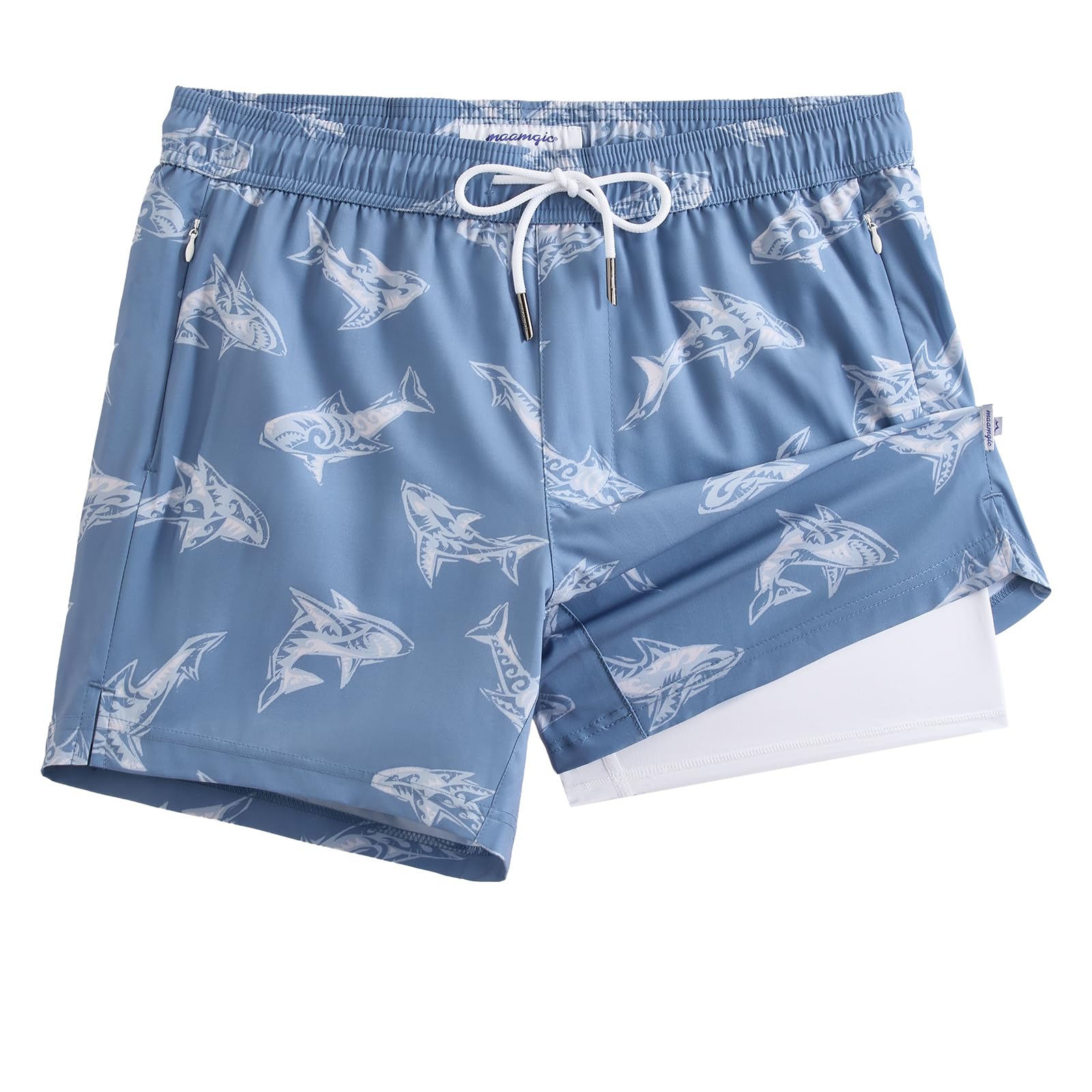 maamgic Mens Swim Trunks with Compression Liner 5 Inch Quick Dry for Beach
