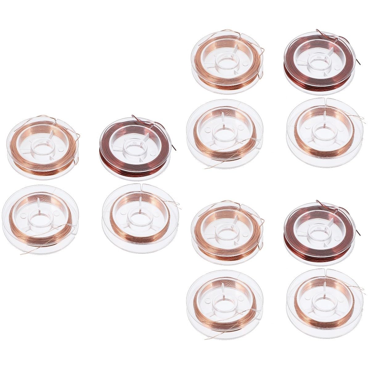 Cabilock 3sets DIY Wire Jewelry Making Kit 10m Enameled Wire Roll 4 Diameter Sizes 0.2mm 0.3mm High Temperature Resistance 4rolls*3