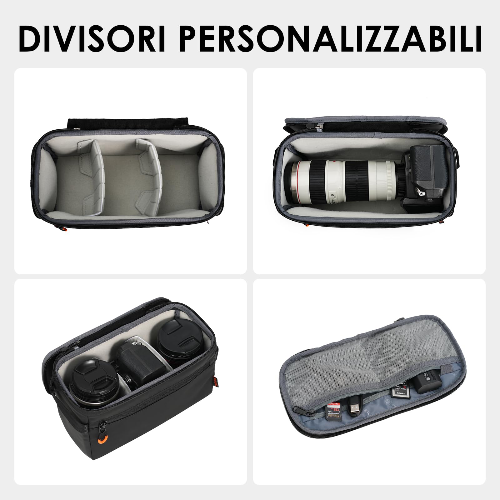 TARION Inserto Fotografico Borsa Fotografica: Inserto Macchina Fotografica per Zaino Borsa Reflex Professionale per obiettivi DSLR ShellCore(XS)