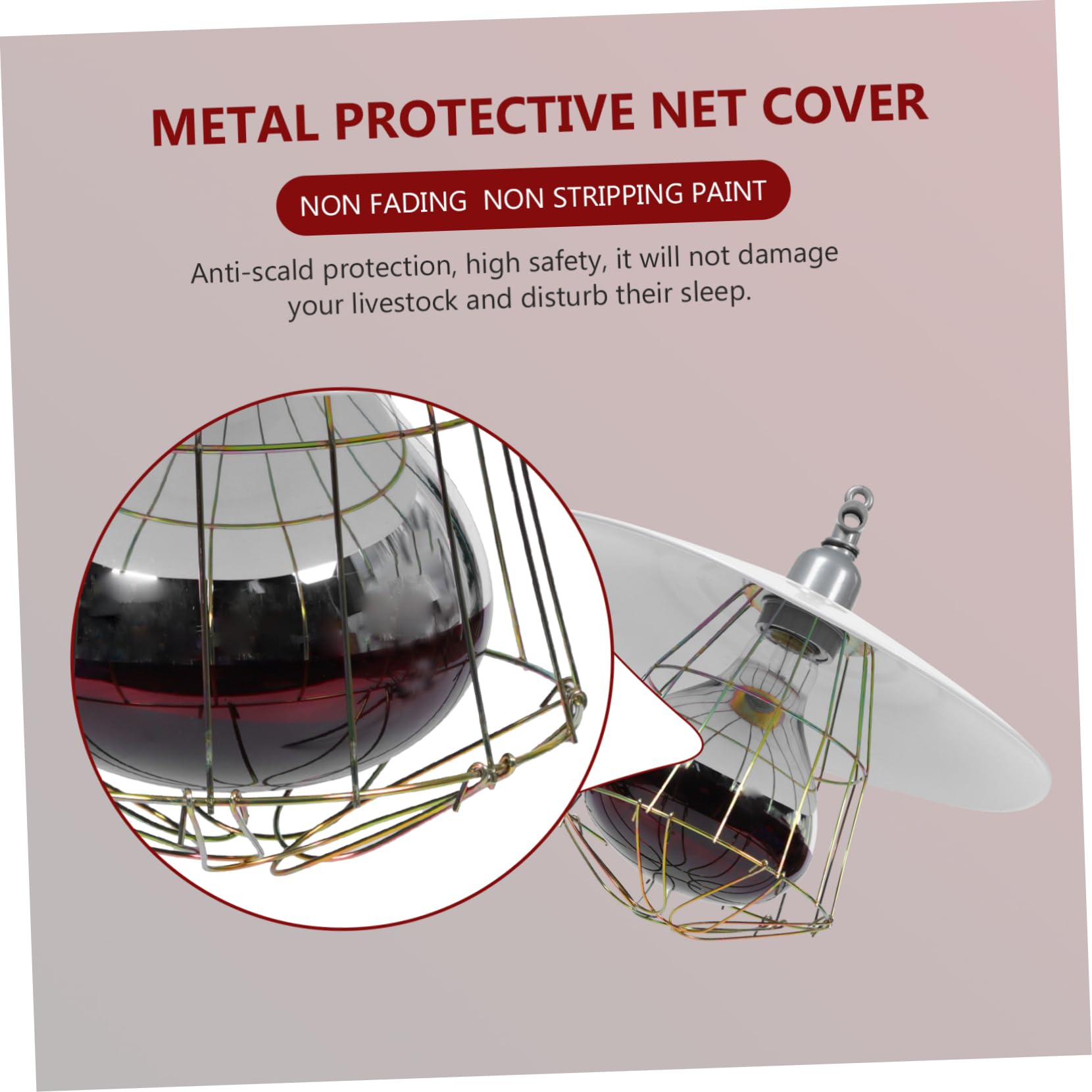 Lampada Riscaldante per Rettili e Bestiame in Metallo Copertura a Rete, 250w Luce Rossa, Alta Efficienza Termica per Gabbie Animali Domestici e Incubatrici Colore Casuale