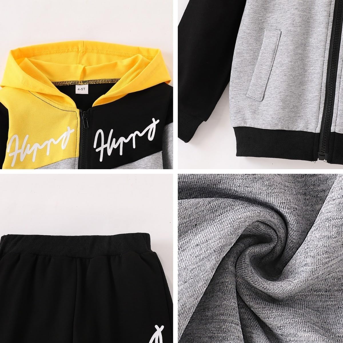 Kid Boys' CLothes Half-Zip Hoodie Top and Sweatpants Set Fall Outfit for Ages 6-12 - Image 7