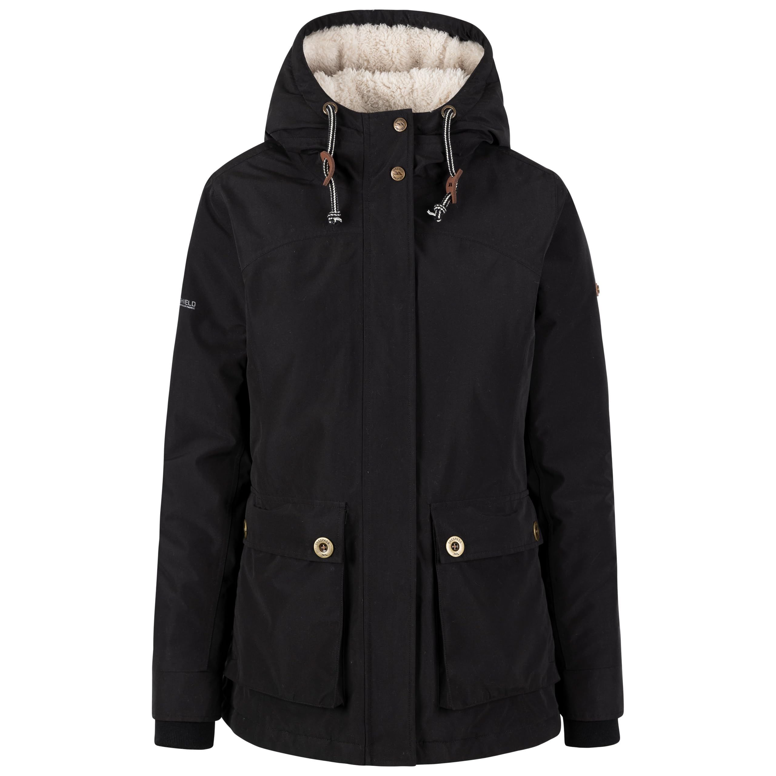 Trespass Women's Black Waterproof Jacket Hooded Padded Fleece Lined Token