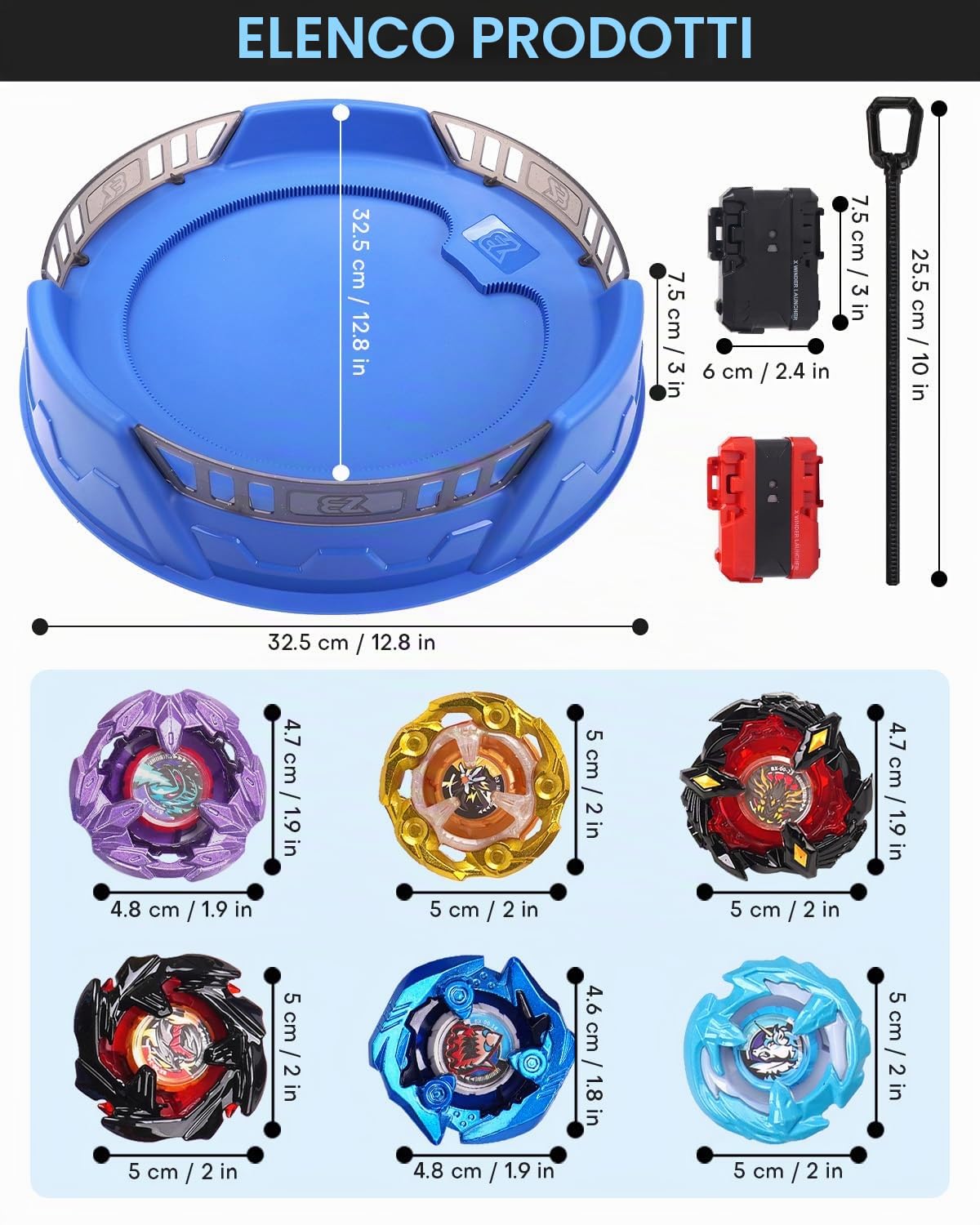X Stadium Battle Set con X-Celeration Rail, 6 Right-Spin Top, 2 Lanciatori e 1 Arena, Blade Battling Xtreme Game
