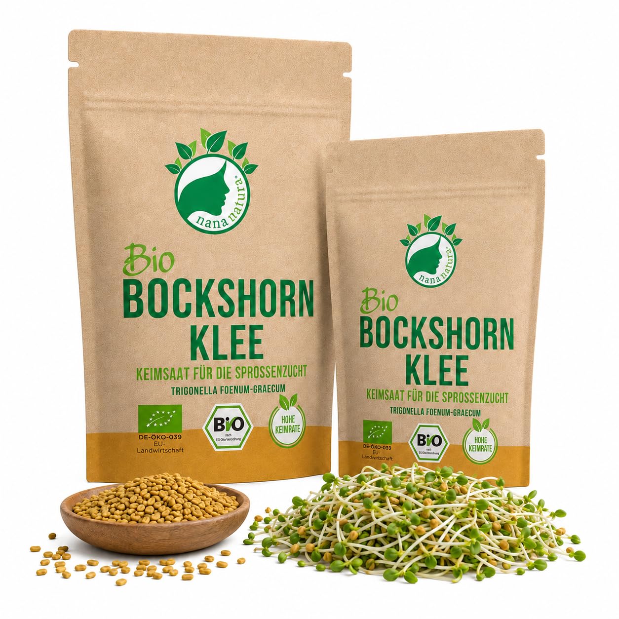 NanaNatura's Bio Sprossen Samen | Keimfähige Saaten zur Sprossenzucht | Microgreens fürs Sprossenglas | geprüft & abgefüllt in Deutschland