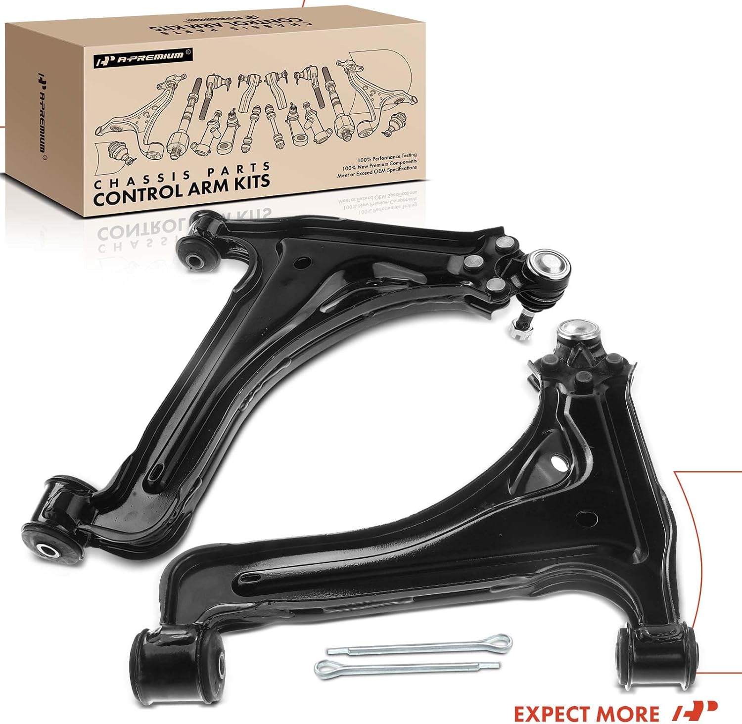 A-Premium 2 x Front Lower Control Arm, with Ball Joint & Bushing, Compatible with Chevrolet & Buick & Cadillac & Oldsmobile & Pontiac - 1982-1994 - Beretta Cavalier Achieva Somerset Cimarron Firenza