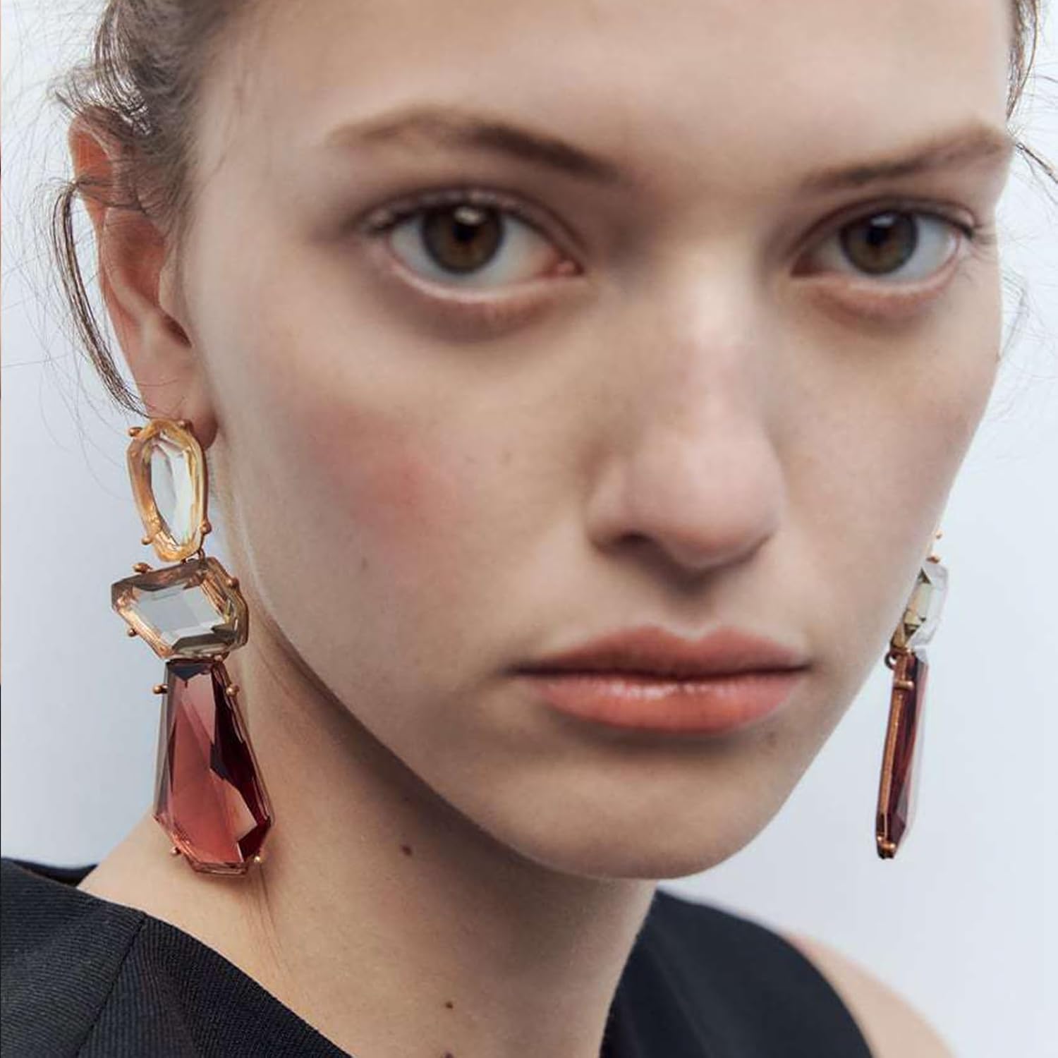 Statement Earrings for Women Vintage Brown Rhinestone Earrings Big Boho Colorful Earrings Large Crystal Drop Dangle Earring Formal Earrings Prom Party Jewelry Gift - Image 4