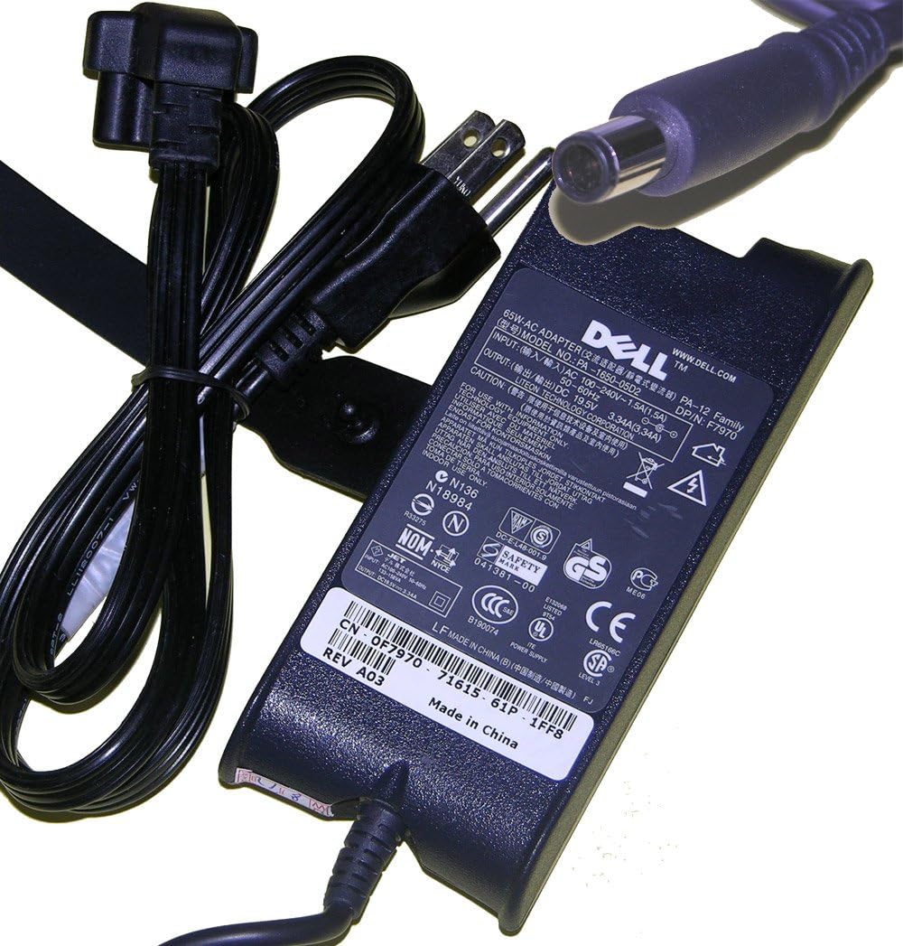 Dell New Genuine PA-12 Family AC Adapter Power Charger & US Cord, 5V 3.34A 65W, Compatible with Dell Inspiron Laptops