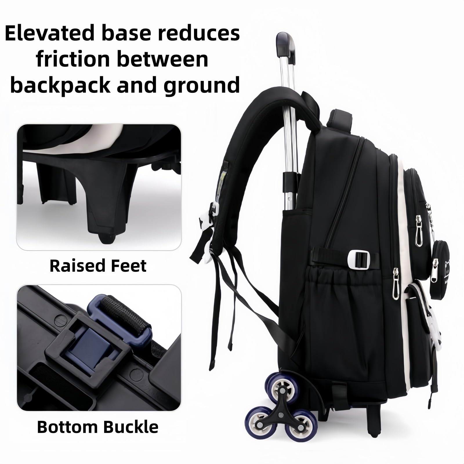 Zaino Trolley Ragazze Zaino con Ruote Removibili per Bambini Scuola e Viaggio
