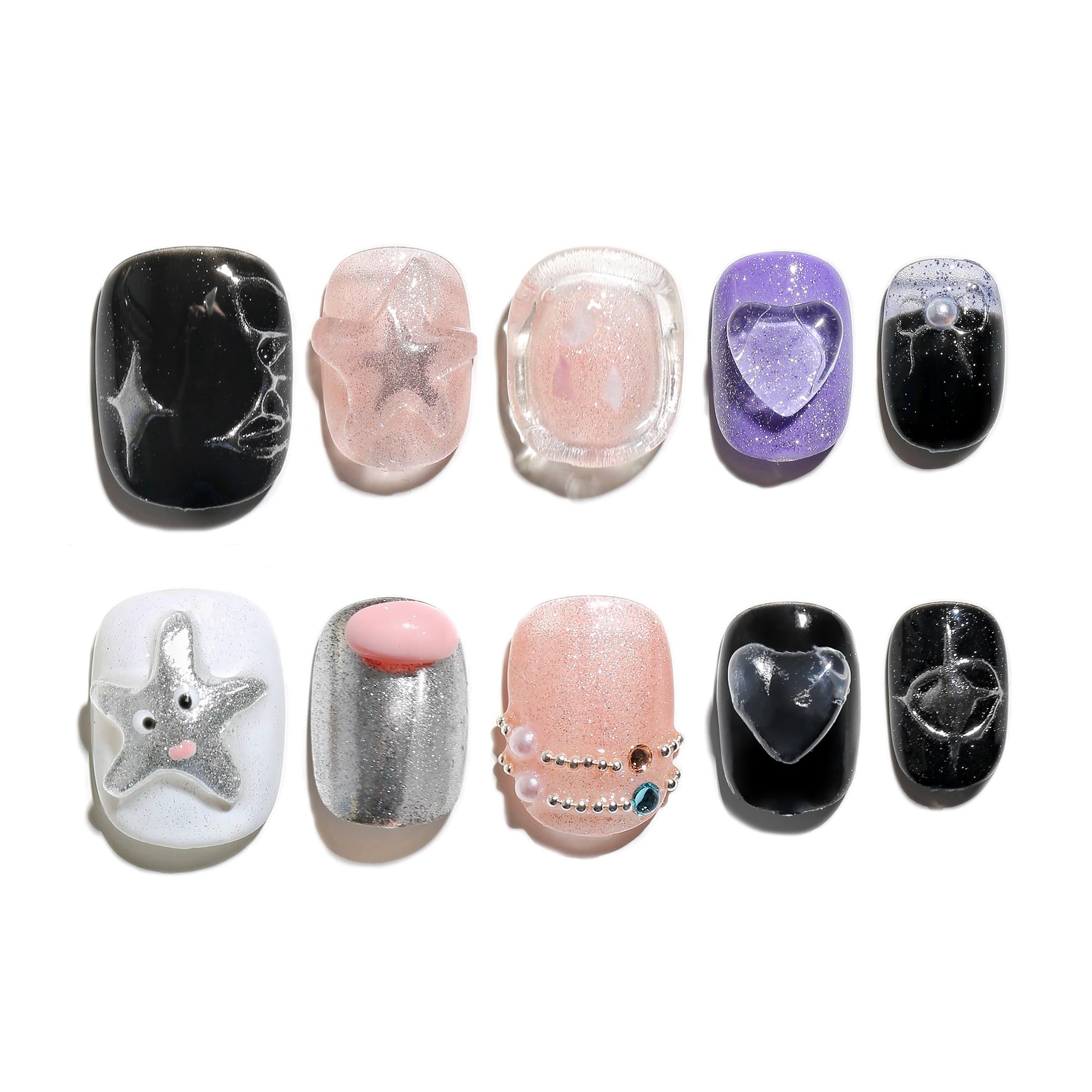 Amazon | Sun&Beam Nails 手作り ネイルチップ ショート スクエア 