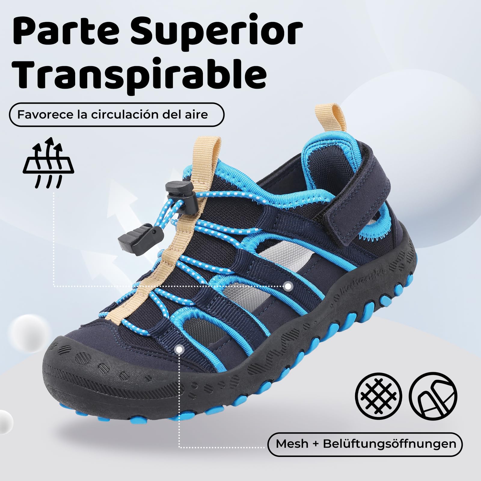 Mishansha Sandalias Deportivas para Niños con Puntera Cerrada Zapatos de Verano para Playa Senderismo Sandalias Tallas 26-38 - 4