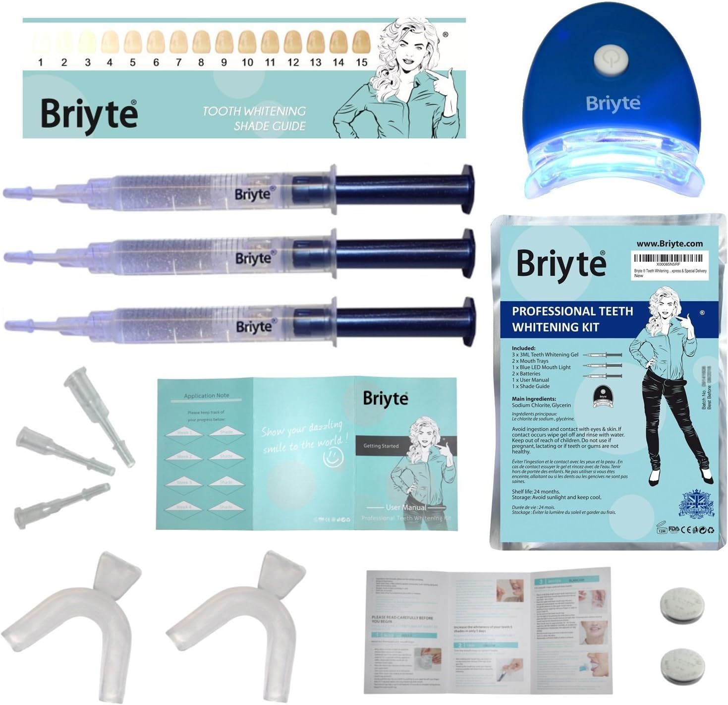 Briyte ® HOME Teeth Whitening Kit (TEETH WHITENING) Pro Teeth Whiten Tooth Whitening Dental Care White 3x GEL Bleaching Kit Briyte UK Express