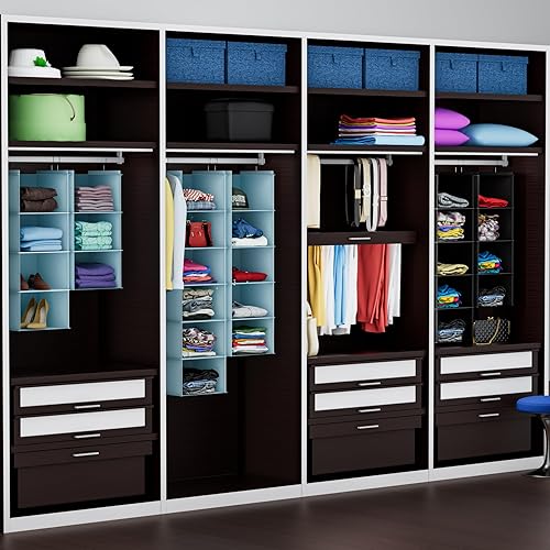 Miniatura 9 de Likorlove Organizador colgante de armario de 3 niveles, estantes colgantes plegables con 2 ganchos resistentes para almacenamiento, para armario,