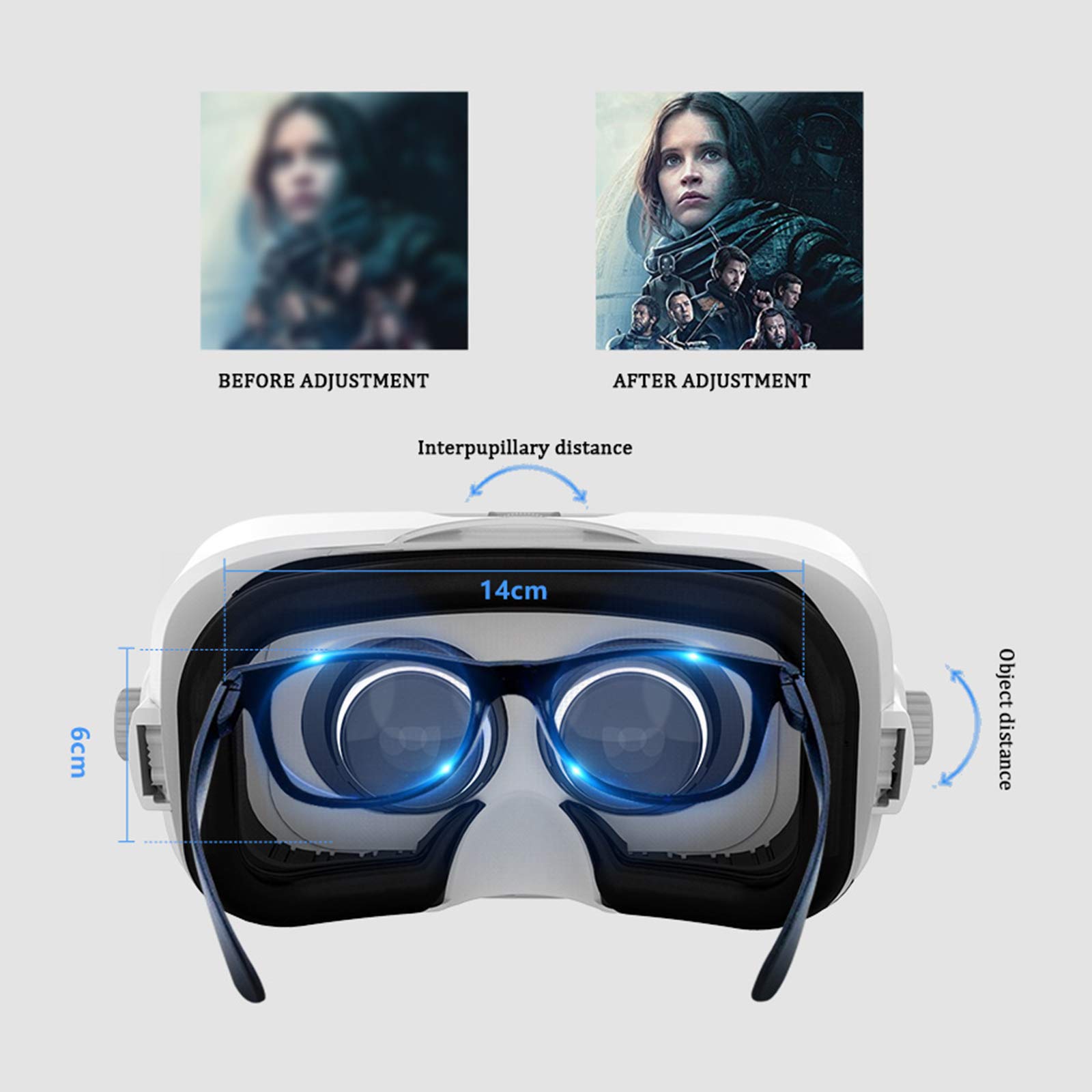 Occhiali Virtuali 120°FOV Realtà Virtuale Visore per Film e Giochi 3D, Virtual Reality Occhiali Compatibile con iPhone/Android