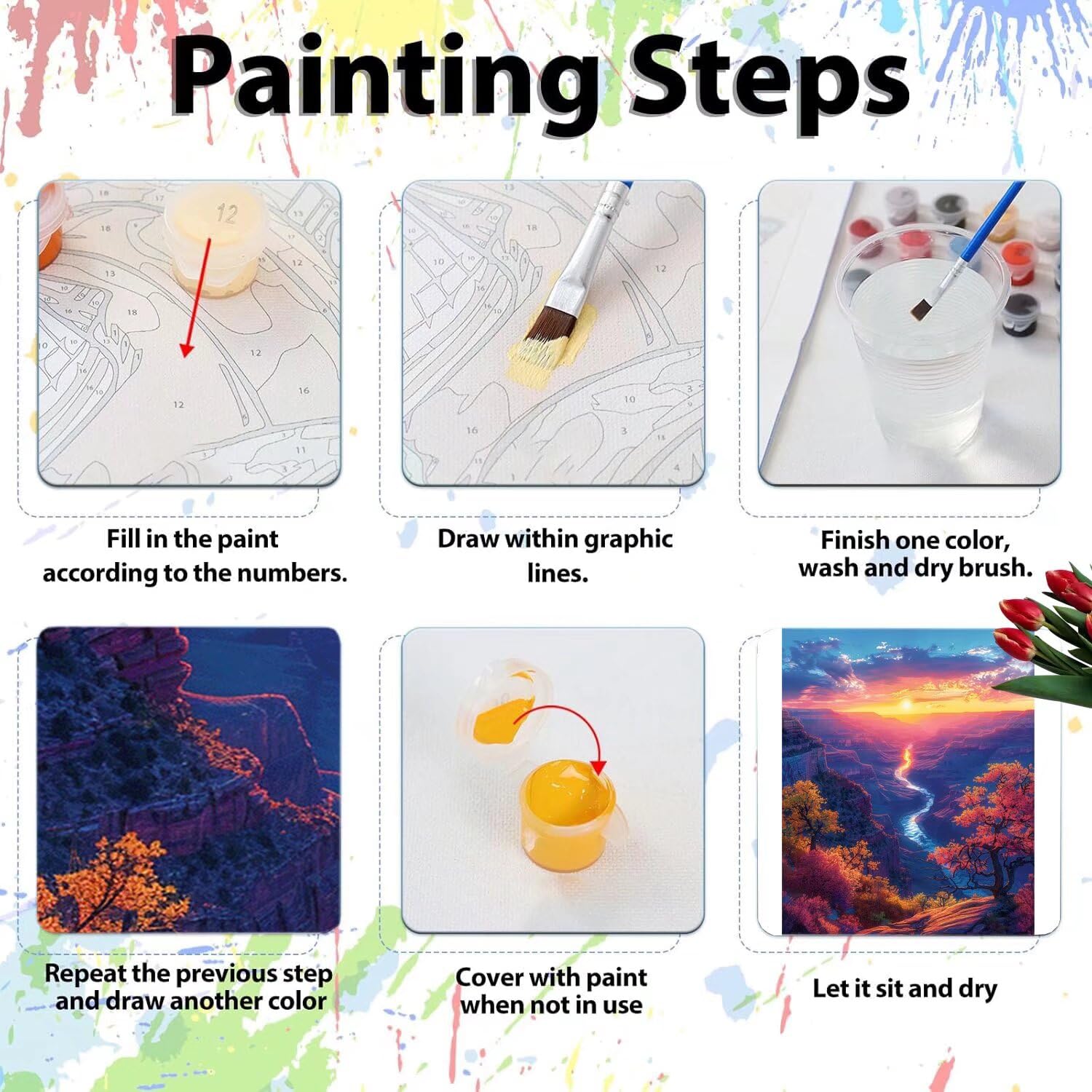 Pintar por Numeros Adultos pintar por numeros niños manualidades niños 10 años, DIY Pintar por Números de Pincel y Pintura acrílica Decoraciones para el Hogar Manualidades, sin Marco 60x80cm C-150