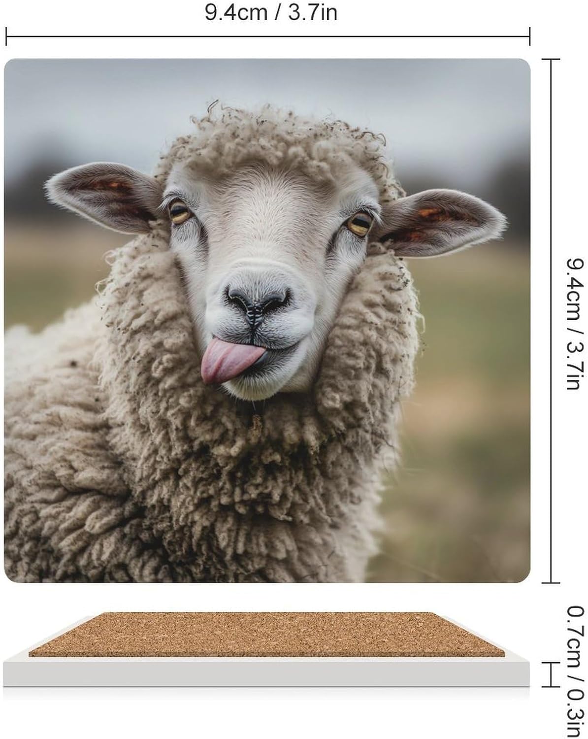 Funny Sheep Ceramic Coasters Set Square Drink Coasters Table Coaster for Kitchen Desktop Decor