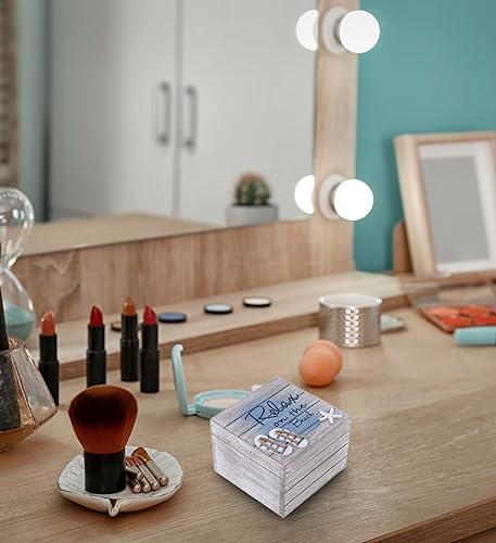 Miniatura 7 de CoTa Global Aqua Sky Relax - Caja de madera grande hecha a mano con sandalias y decoración de estrella de mar, decoración del hogar, organizador de