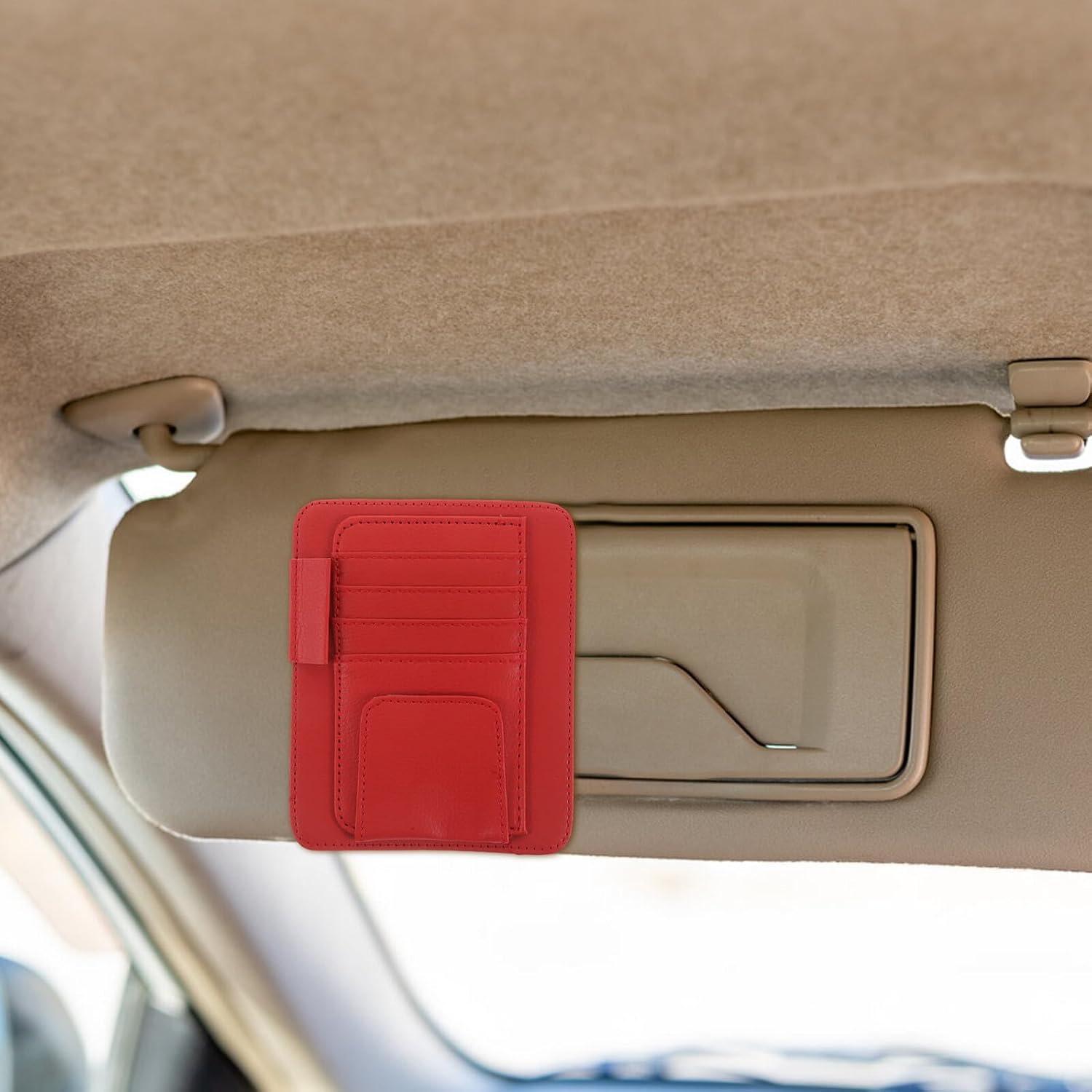 Car Visor Sunglass Holder Clip with Soft Lining Multifunctional Eyeglass and Card Storage Organizer for Vehicle Interior Secure Attachment Visor Mount for Sunglasses and Tickets image 3