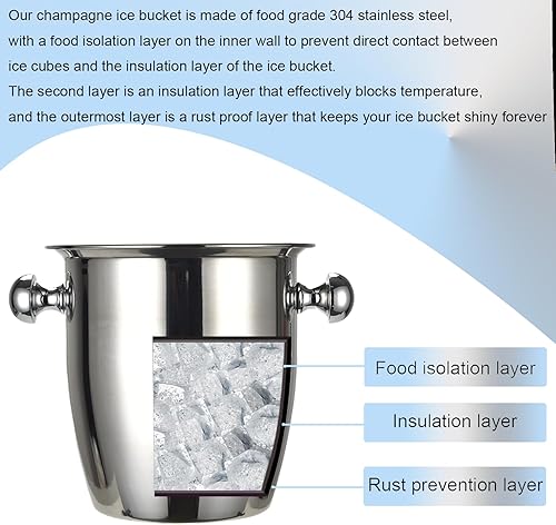 Miniatura 4 de Cubos de hielo  Cubo de champán con pinzas que mantiene el hielo congelado durante más tiempo, enfriador de vino pequeño de acero inoxidable,