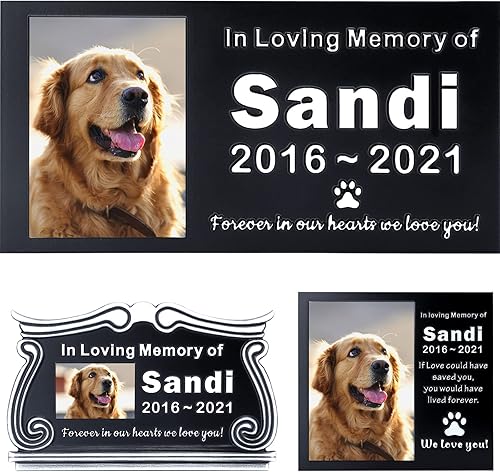MORIDA Piedra sepulcral para mascotas para perros o gatos con placa grabada, piedra conmemorativa para césped y jardín, nombre personalizado y